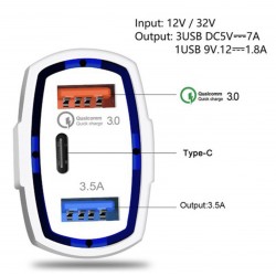 Chargeur Auto - 2 usb + Type-C